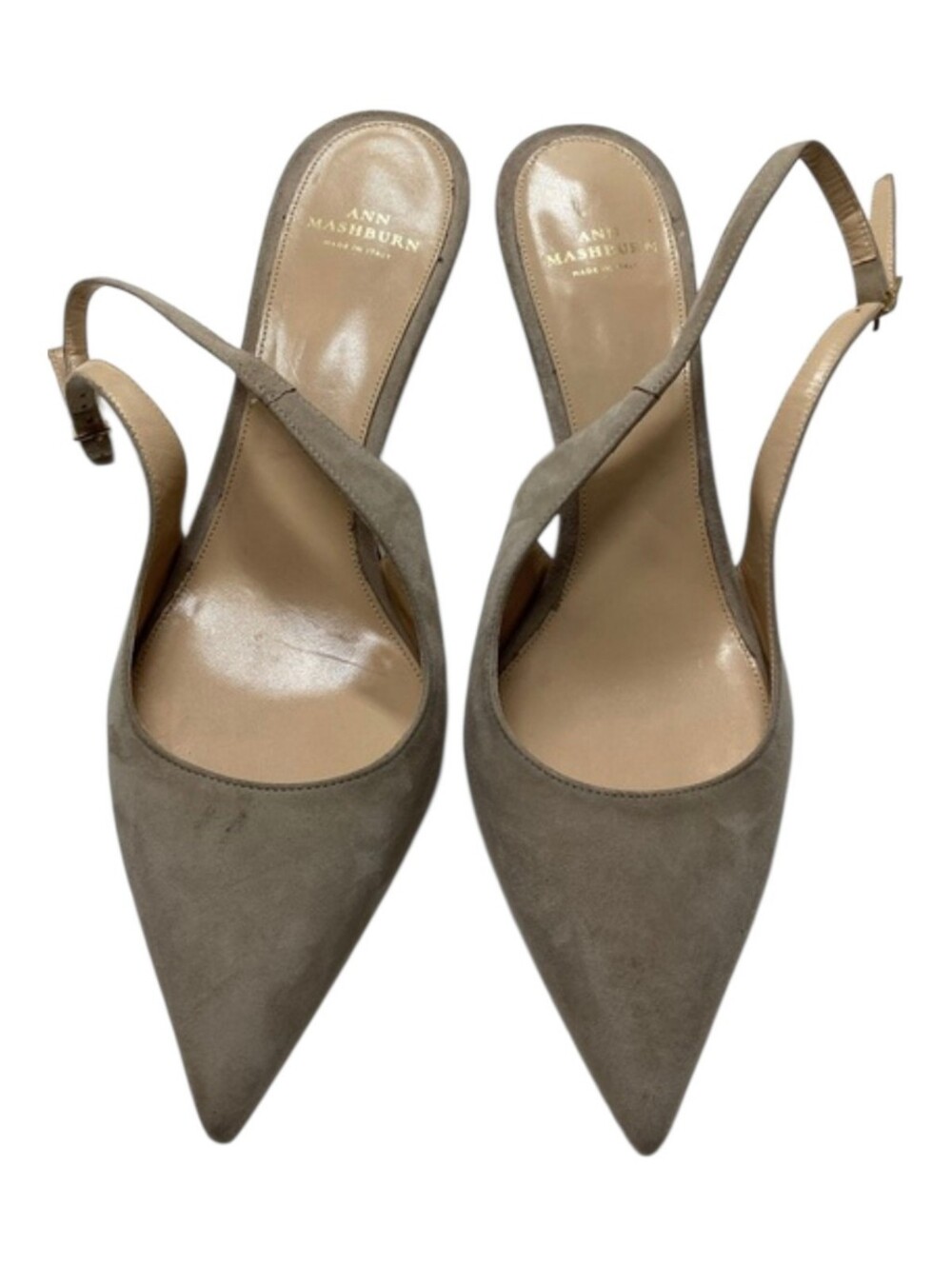 ANN MASHBURN Taupe Pointed-Toe Slingback Pumps